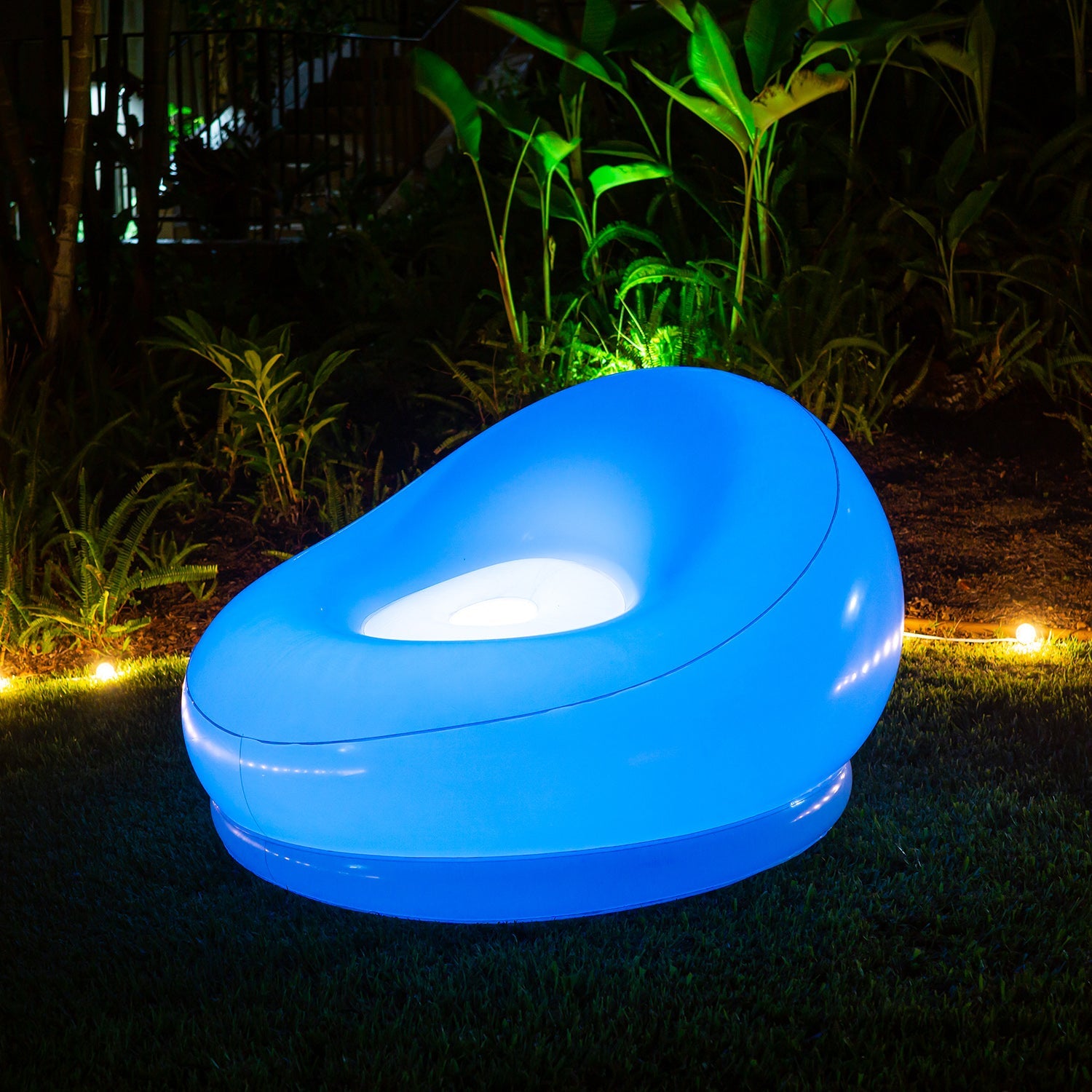  Inflatable LED Chair with Remote – Color Changing Light-Up Lounge Chair for Indoor & Outdoor Use, Waterproof Floating Chair for Pool, Patio, Dorm & Party, Supports Up to 250 lbs 