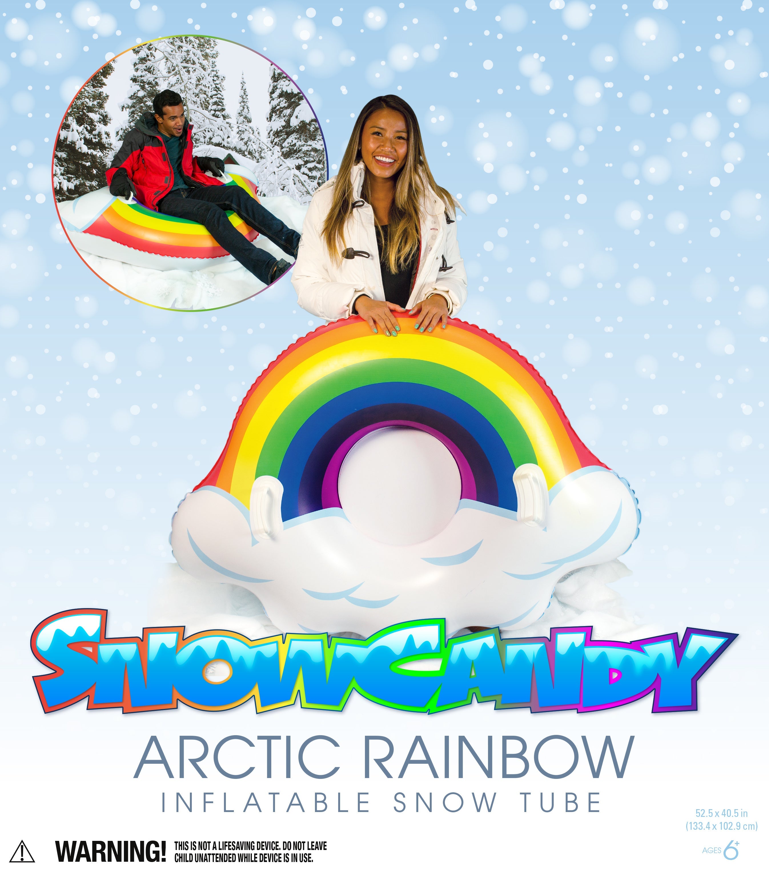 SnowCandy Arctic Rainbow Inflatable Snow Tube