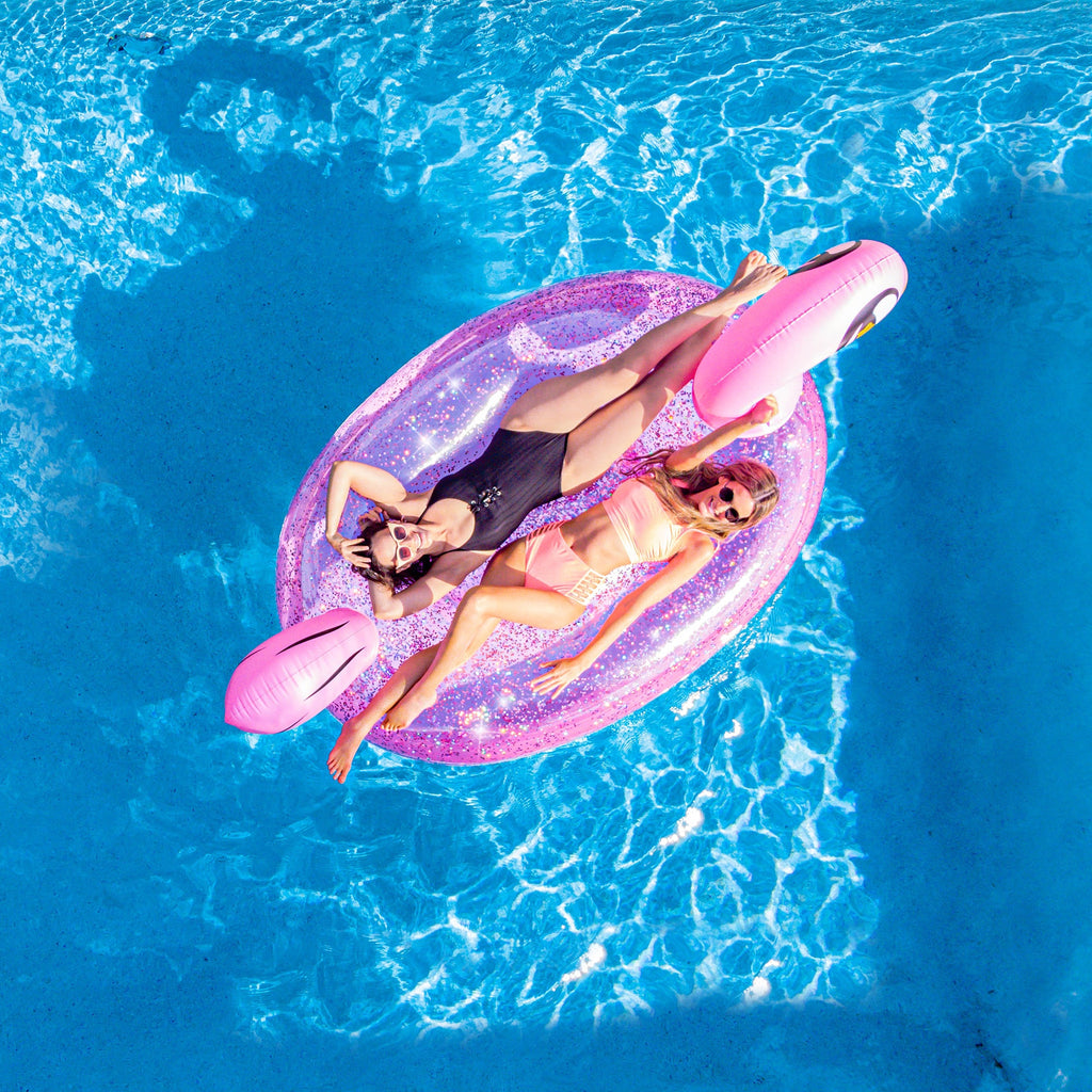 Gigantic Glitter Flamingo Pool Float – by PoolCandy