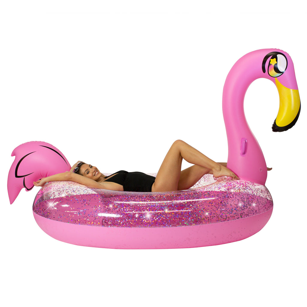 Gigantic Glitter Flamingo Pool Float – by PoolCandy