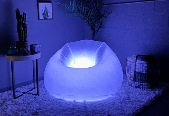  Inflatable LED Chair with Remote – Color Changing Light-Up Lounge Chair for Indoor & Outdoor Use, Waterproof Floating Chair for Pool, Patio, Dorm & Party, Supports Up to 250 lbs 